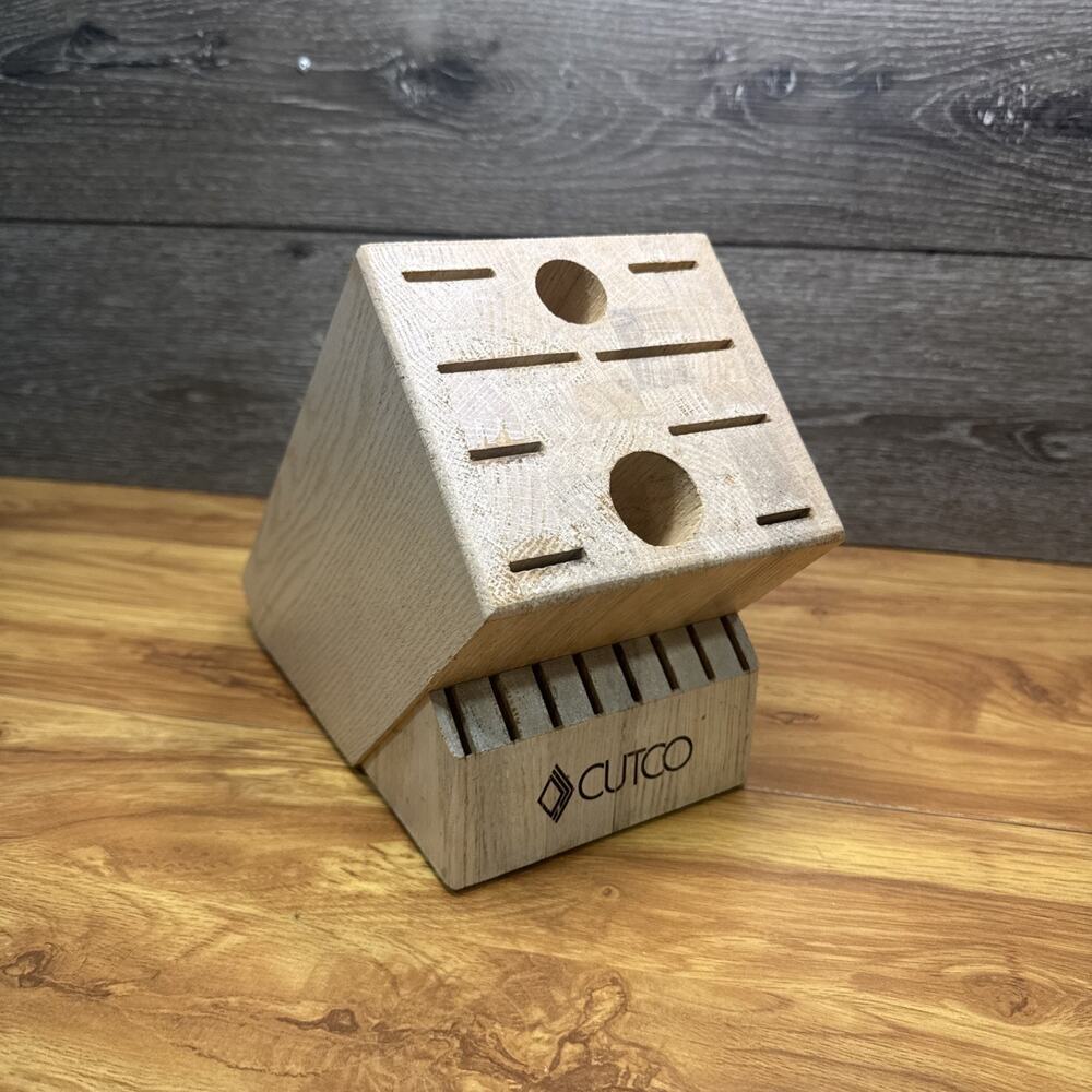 CUTCO Homemaker 18 Slot Gourmet Knife Block Solid Oak Wood Made In USA